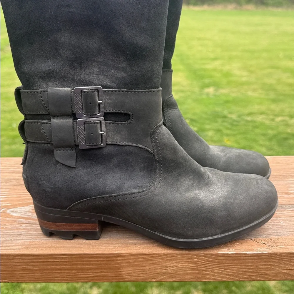 Sorel Lola II Tall Leather Boots Black Size 8.5